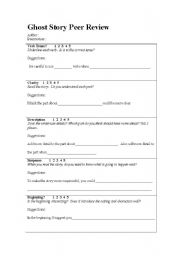 English Worksheet: Ghost Story Peer Review sheet