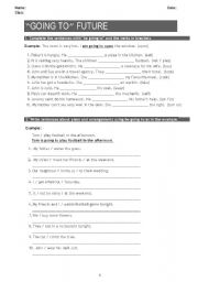 English Worksheet: Going to Future