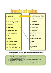 English Worksheet: Proverbs and sayings