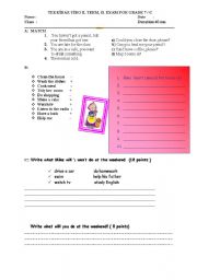 English Worksheet: an exam for 7 th grade