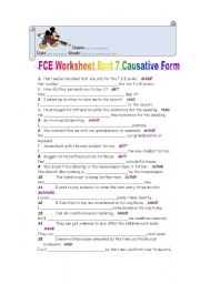 FCE Worksheet Part 7 CAUSATIVE FORM