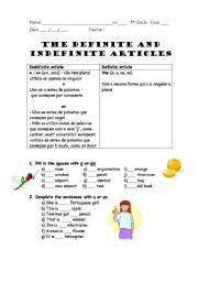 English Worksheet: the definite and indefinite articles