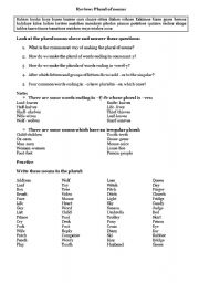 English Worksheet: PLURAL OF NOUNS