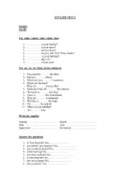 English worksheet: english test