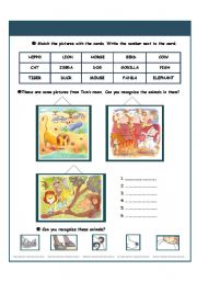 English Worksheet: Animals - II part (tasks)