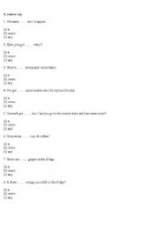 English worksheet: A, some or any
