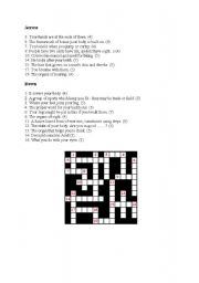 English Worksheet: BODY CROSSWORD