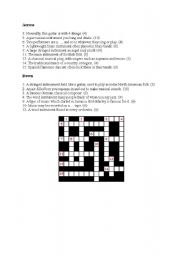 English worksheet: MUSIC CROSSWORD