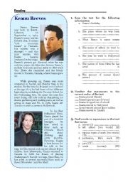 English Worksheet: reading - Keanu Reeves