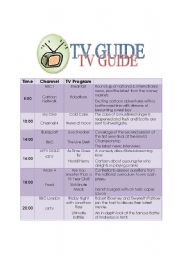 English Worksheet: TV Guide 