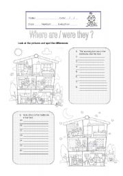 English Worksheet: Where are/ were they?