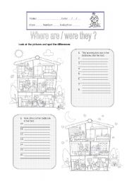 English Worksheet: Where are/ were they?