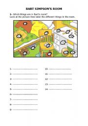 English Worksheet: Barts room