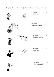 English Worksheet: this that  those these
