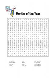 Word search: Months of the Year
