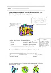 English Worksheet: Can (abilities) + tag questions