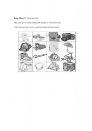 English Worksheet: bingo game for the camping word