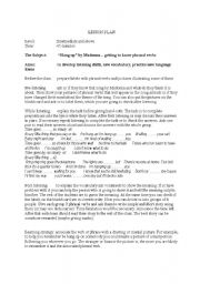 English Worksheet: Hang up by Madonna lesson plan with phrasal verbs