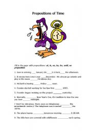 English Worksheet: Prepositions of Time