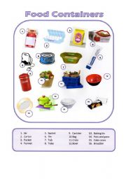 English Worksheet: Food Containers