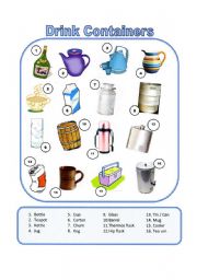 English Worksheet: Drink Containers