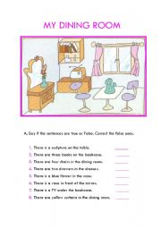 English Worksheet: My Dining room