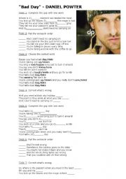 English Worksheet: Song: Bad Day Daniel Powter