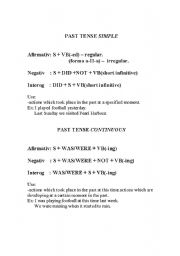 English Worksheet: past simple an continuous explanation