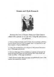 English worksheet: Bonnie and Clyde Research