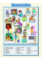 English Worksheet: Classroom Actions - Picture Dictionary