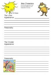 The Lorax Writing Worksheet