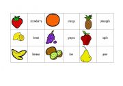 English Worksheet: food, memory game