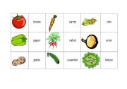 English worksheet: vegetables, memory game