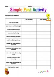 English Worksheet: Find out if your classmate did...