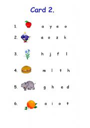 English Worksheet: WORD CARD-PRACTICA abc-part 2