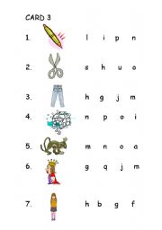 English Worksheet: CARD 3-ALPHABET WORKCARDS