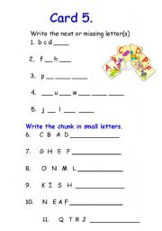 English Worksheet: PART 5 -WORK CARDS