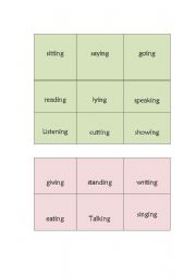 English Worksheet: Bingo Game -present progressive