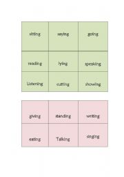 English Worksheet: Bingo Game -present progressive