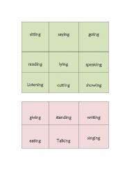 English worksheet: Bingo Game -present progressive