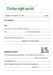 English worksheet: Election manifesto