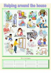 English Worksheet: Helping Around the House - Fill in the blanks