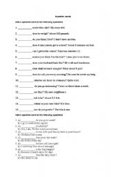 English Worksheet: Question words