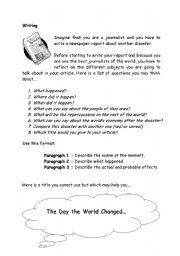 English Worksheet: writing about a disaster