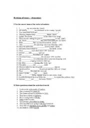 English Worksheet: Tense Revision Worksheet
