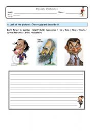 English Worksheet: Describing known personalities