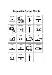 English Worksheet: Prepositional Phrase Starter Words