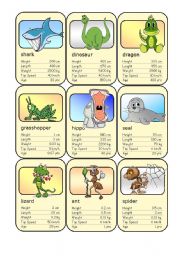 English Worksheet: Animal Card Game (1)