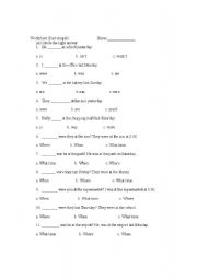 English Worksheet: past simple tense