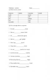 English Worksheet: Adverbs and adjectives